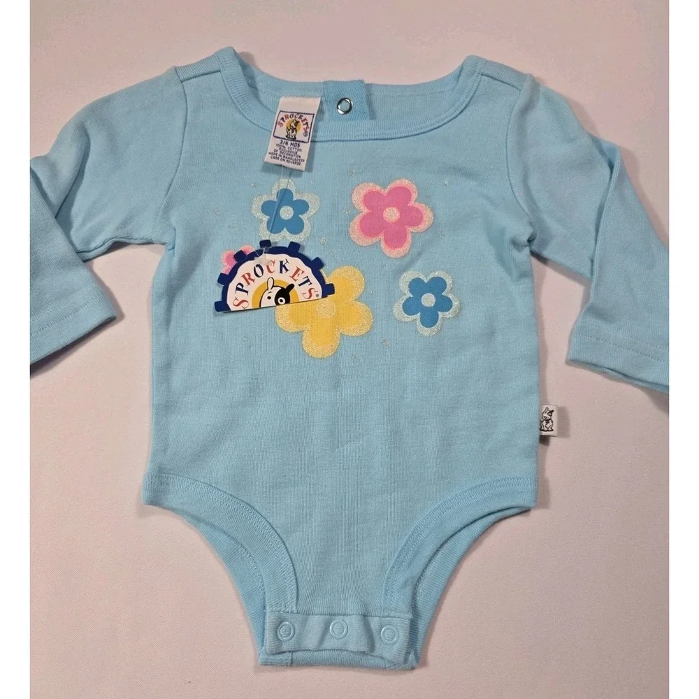 Vintage 90s Y2K Sprockets Baby Girls 2Pc Bodysuit Set 3/6M NWT